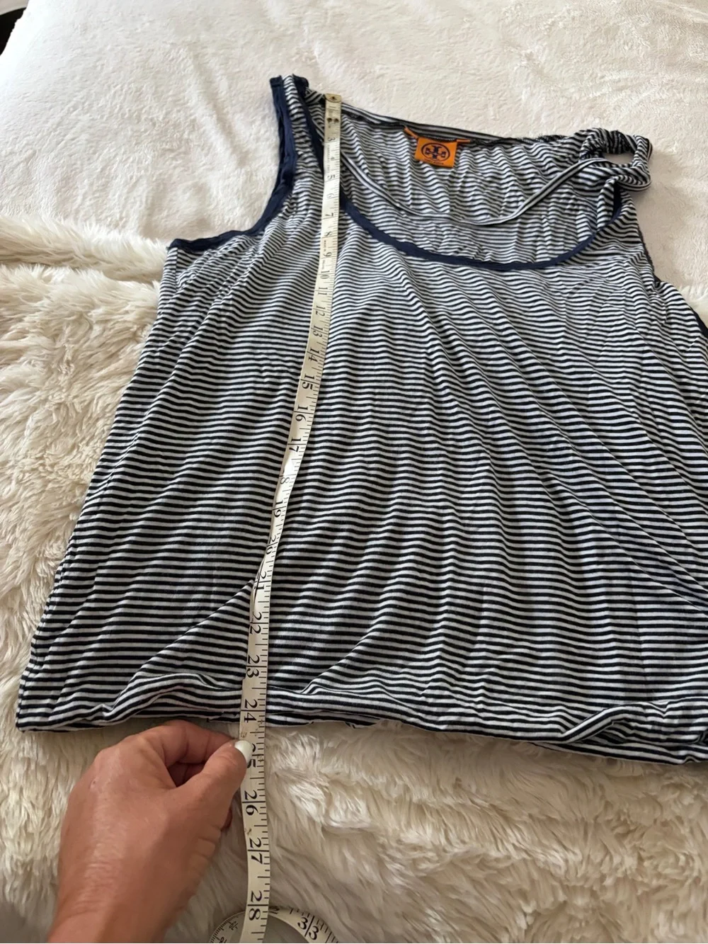 Striped Navy and White Tank Top tory burch xl